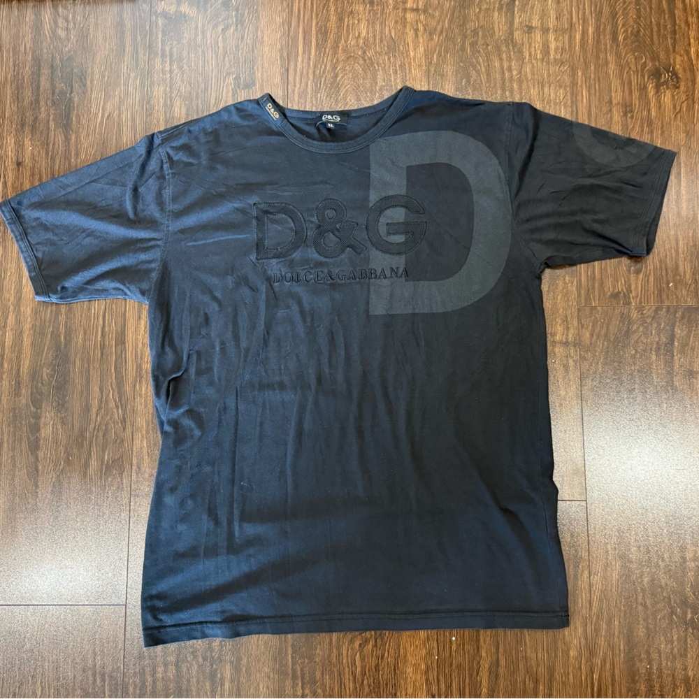 D&G Black Short Sleeve Tee Casual Cotton authentic